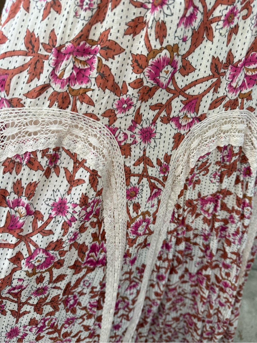 Free People Pink Floral Crochet-Panel Maxi Skirt - Picture 5 of 5